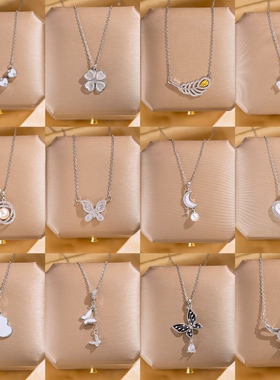 新款银色项链锁骨链钛钢