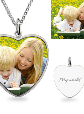 s925彩色军牌心形纪念珍藏项链