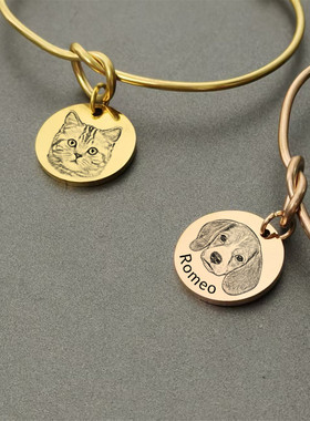 定制刻字照片宠物猫狗牌人像留纪念礼物情侣生日纪念鸦作品吊坠