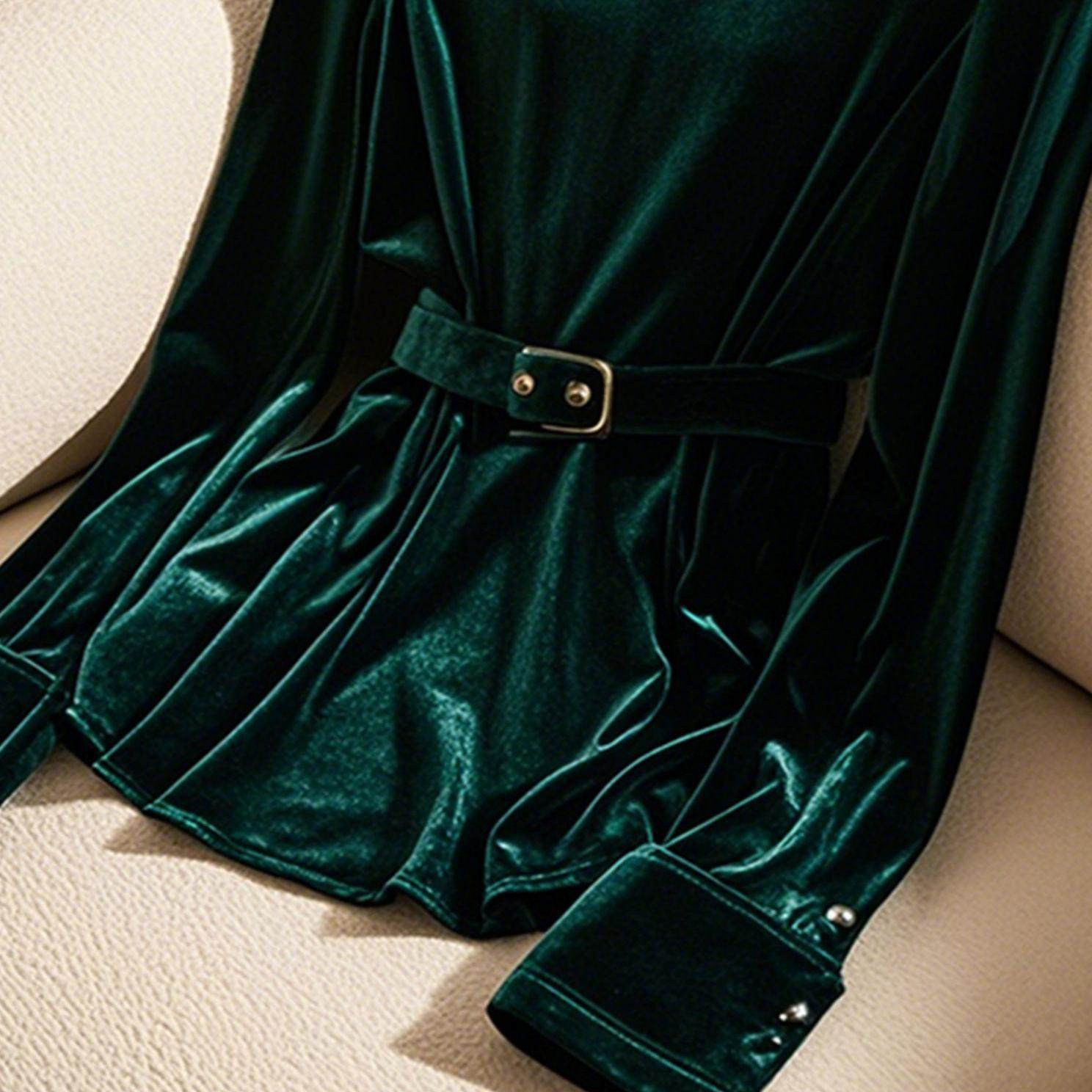 专柜撤回新款高端洋气减龄内搭打底衫绝美墨绿色高领丝绒衬衫女冬,淘宝优惠券,粉丝福利购,淘宝优惠卷