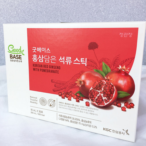 韩国直邮正官庄GoodBASE高丽6年根红参石榴浓缩液条饮品10ml*30包 - 图0