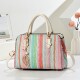 Summer popular rainbow woven bag for women 2026 new seaside beach vacation straw crossbody bag portable bucket bag