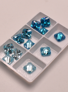海蓝宝石倒角正方形DIY戒指戒面裸石合成托帕石戒面宝石珠宝配石