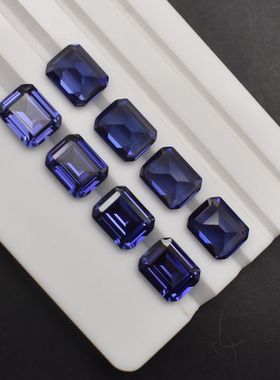 祖母绿切工长方形坦桑蓝宝石戒面