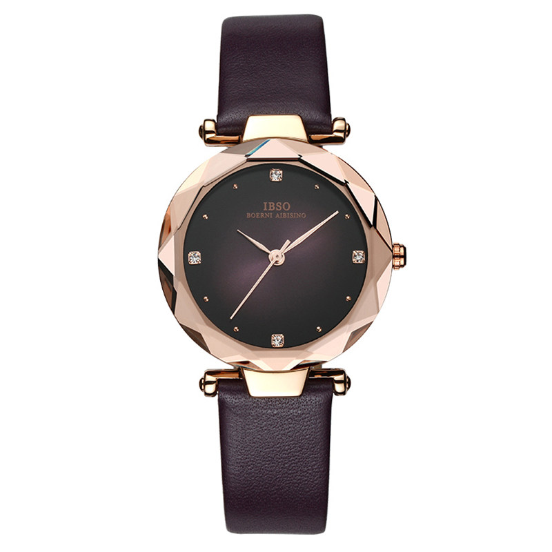 ibso女学生韩版简约真皮带女士女表 ibso爱彼思诺国产腕表