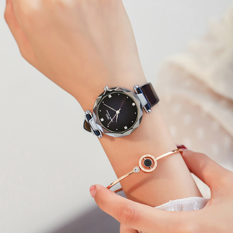 ibso女学生韩版简约真皮带女士女表 ibso爱彼思诺国产腕表