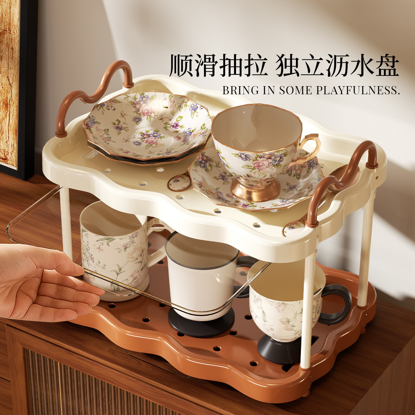 杯架置物架客厅轻奢放茶杯咖啡杯沥水双层托盘架子马克杯子收纳架,淘宝优惠券,粉丝福利购,淘宝优惠卷