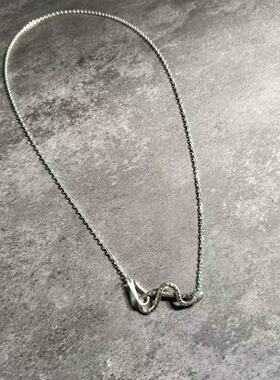 【现货】LARRY SMITH Cable chain sneak end 蛇钩素银链