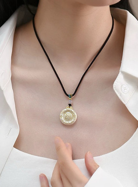 足银999十二生肖足银吊坠项链平安扣本命年马羊猴鸡猪福牌新中式