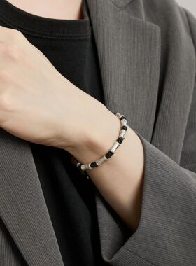 S925纯银竹节编织手链原创设计精致编织竹子手绳情侣佩戴生日礼物