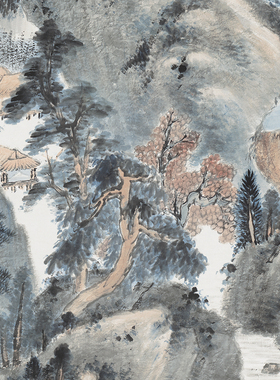 萧俊贤 山水轴纸本 国画办公客厅装饰画芯高清宣纸微喷打印复制