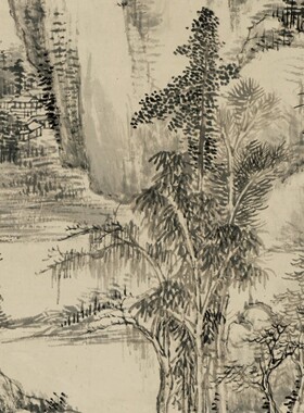 山水国画立轴字画宣纸画芯打印