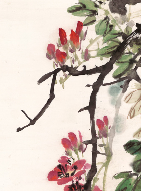 曾晓浒画意双栖花鸟客厅宣纸
