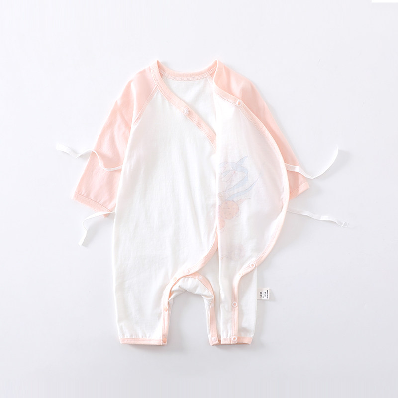 2026 Baby Clothes Summer Thin Onesie Pure Cotton Baby Romper Suit Newborn Harness Long Sleeve Air-conditioned Room Suit