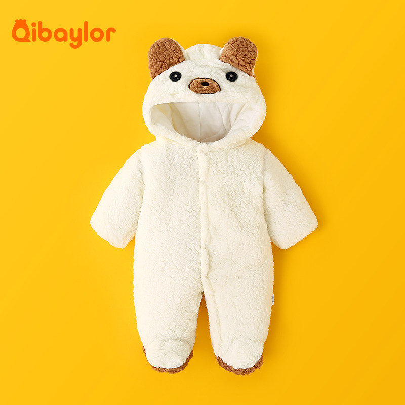 新生儿连体衣服宝宝秋冬加绒哈衣 qibaylor七贝乐连身衣/爬服/哈衣