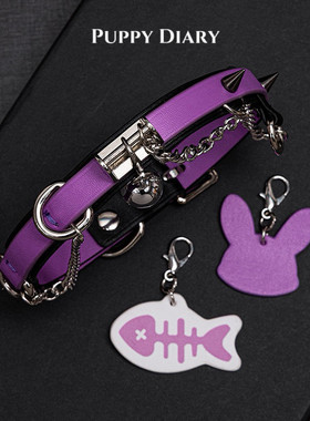 紫色兔头牌朋克choker项圈情侣