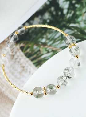 天然水晶手链女净体绿幽灵手串