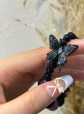 天然紫幽灵曜石水晶蝴蝶手链