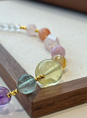 多宝白水晶海蓝宝水晶项链