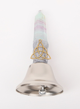 天然彩萤石青金石白水晶柱铃铛