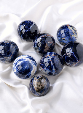 天然蓝纹石水晶球摆件原石打磨七星阵家居办公水晶工艺品摆件