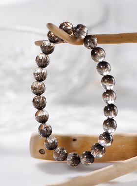 天然银钛8mm圈手链银发钛晶diy饰品小众设计款手串饰品