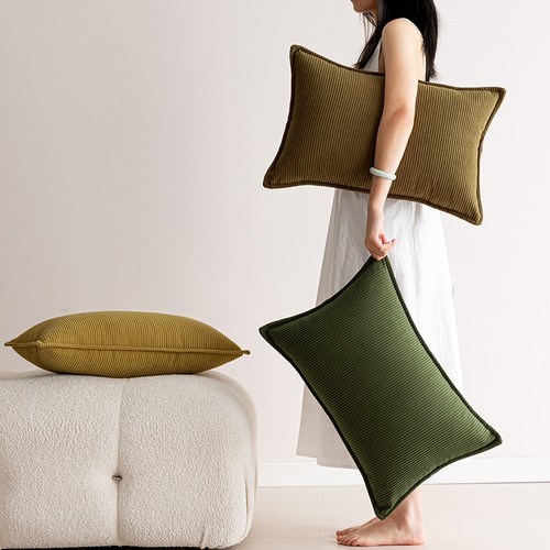 可拆洗加厚款灯芯绒靠枕套沙发客厅轻奢感纯色大号抱枕套床头靠垫 - 图3