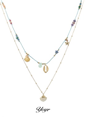 yoyr黄铜项链彩贝拾光叠戴项链