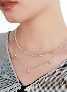 YOYR春色项链彩色拼接珠珠叠戴气质百搭小香风项链女