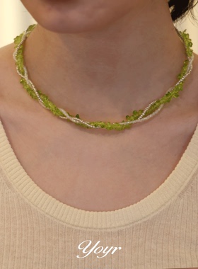 yoyr项链 绿藤缠绕项链绿色手工串珠编织高级感新潮女链颈链项链