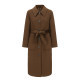 tanni新款赫本风深咖色复古通勤绵羊毛长款大衣外套女TM31CO015A