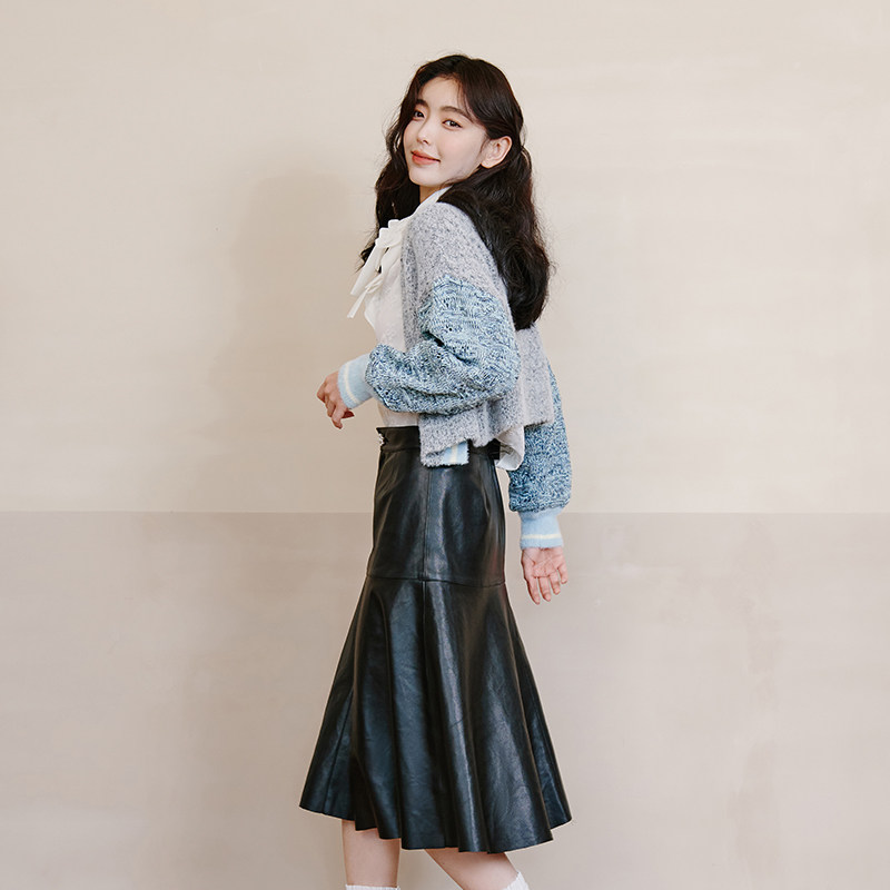 tanni冬季新品黑色百搭显瘦鱼尾下摆pu半身裙TL31SK001A,淘宝优惠券,粉丝福利购,淘宝优惠卷