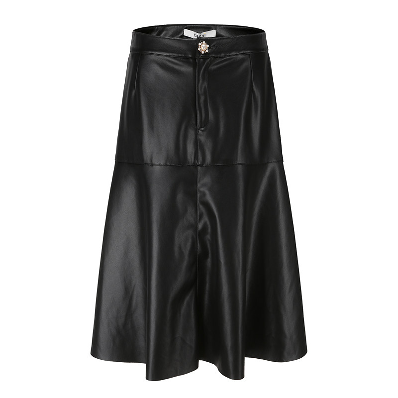 tanni冬季新品黑色百搭显瘦鱼尾下摆pu半身裙TL31SK001A,淘宝优惠券,粉丝福利购,淘宝优惠卷