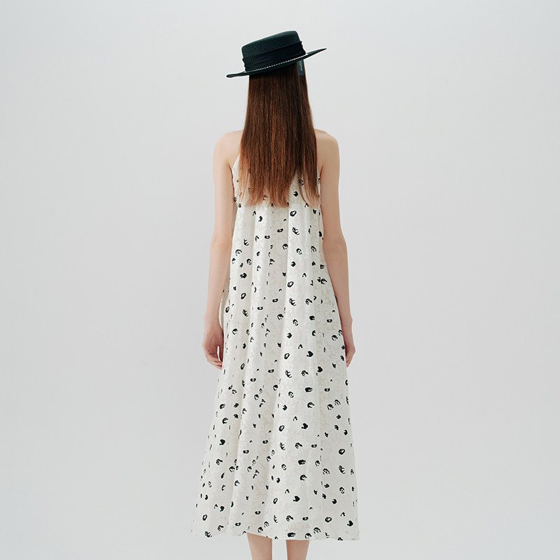 tanni×RXP设计师系列重工法式名媛挂脖无袖A字连衣裙TN11DR600A