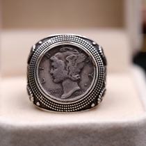 American 1945 Silver coin rings Little Flying Man.