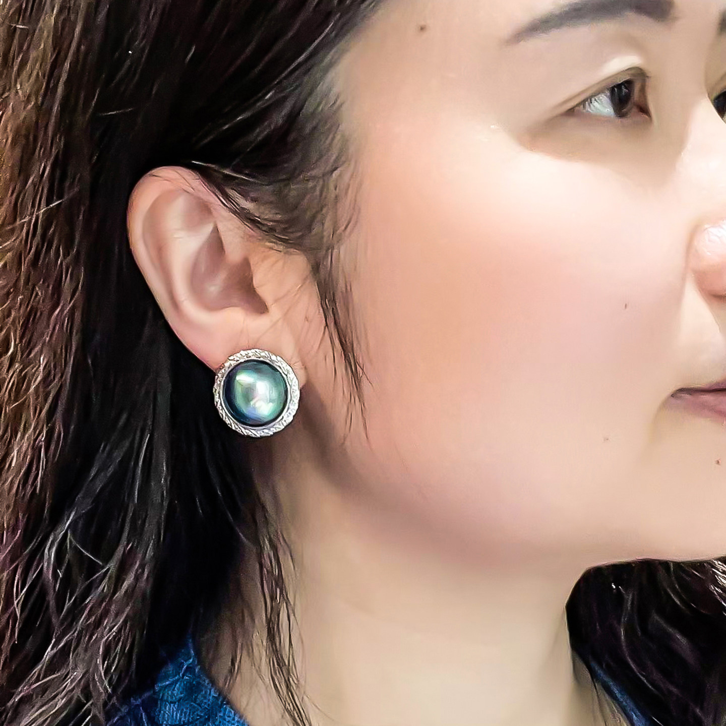 承悦珠宝 超大气蓝色马贝珠耳钉 纯银珍珠耳钉吊坠套装蚊香盘耳夹,淘宝优惠券,粉丝福利购,淘宝优惠卷