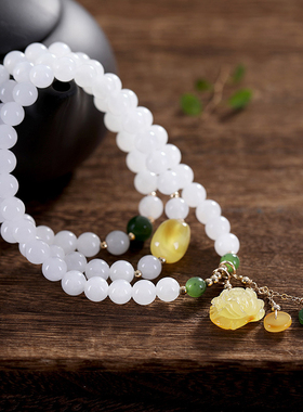 承悦品质很好白玉手串蝴蝶蜜蜡