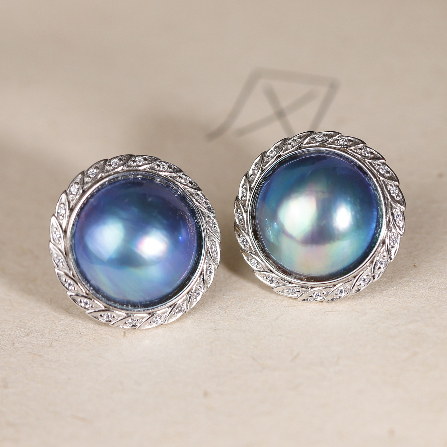 承悦珠宝 超大气蓝色马贝珠耳钉 纯银珍珠耳钉吊坠套装蚊香盘耳夹,淘宝优惠券,粉丝福利购,淘宝优惠卷