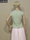 Women's Dini green striped T-shirt stretch knitted fabric summer style sleeveless slim V-neck slim counter genuine