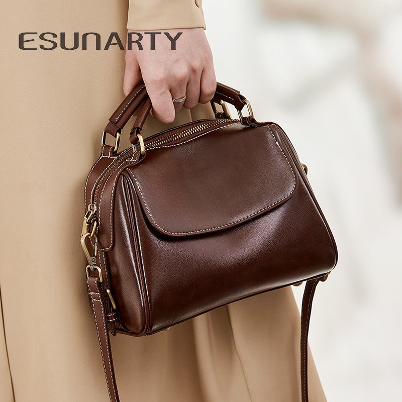 真皮波士顿包包女士2025新款枕头包时尚高级感手提包妈妈包斜挎包,淘宝优惠券,粉丝福利购,淘宝优惠卷