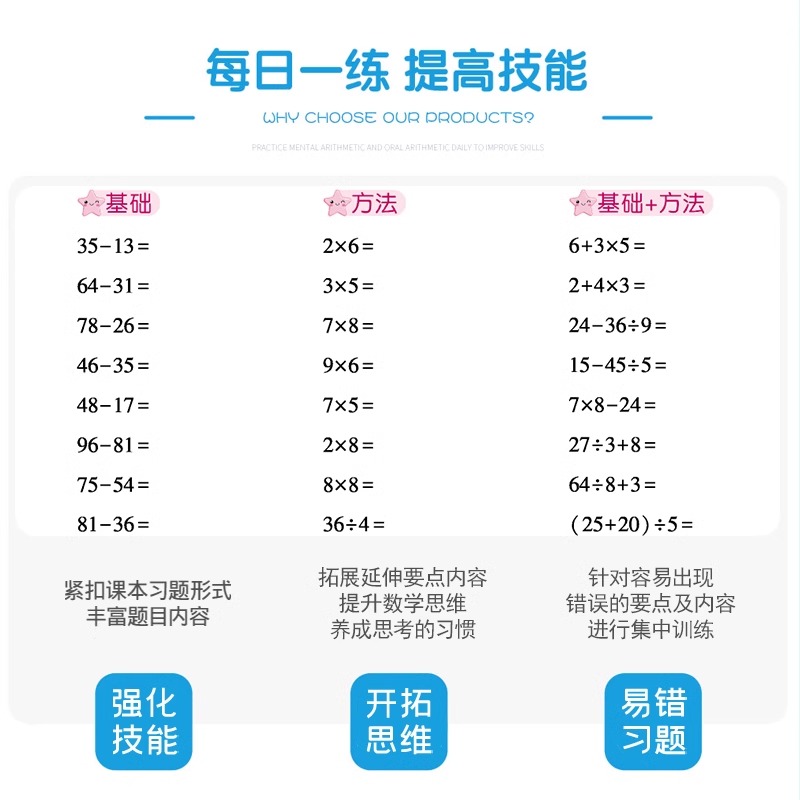 小学数学倍速口算题卡应用题一二三四五六年级下册上册人教版北师大/苏教版计算口算速算笔算竖式天天练数学思维强化训练每日一练 - 图1