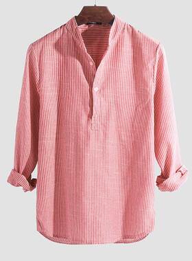 Cotton Shirt Long Sleeve Striped Slim Shirts For Men S-5XL男