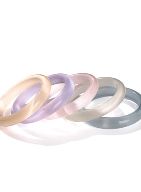 冰种猫眼石手镯女高冰白月光玉镯香槟金个性新中式镯子