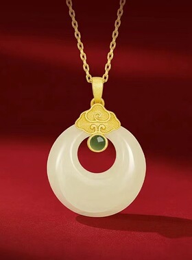 天然和田玉平安扣项链吊坠轻奢小众女款项饰品锁骨链