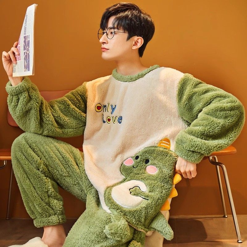 秋冬季款情侣睡衣揭阳加厚加绒可爱女款套头珊瑚绒男士家居服套装,淘宝优惠券,粉丝福利购,淘宝优惠卷