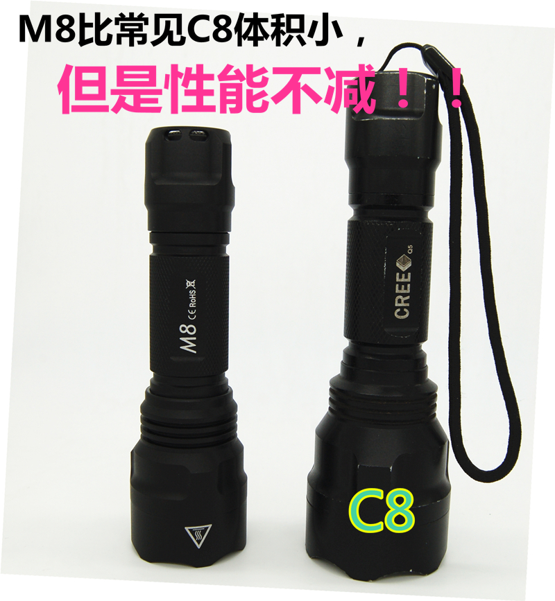 JAXMAN江夏电子M8 MiniC8 18650泛光骑行户外便携CREE XM-L2手电-图1