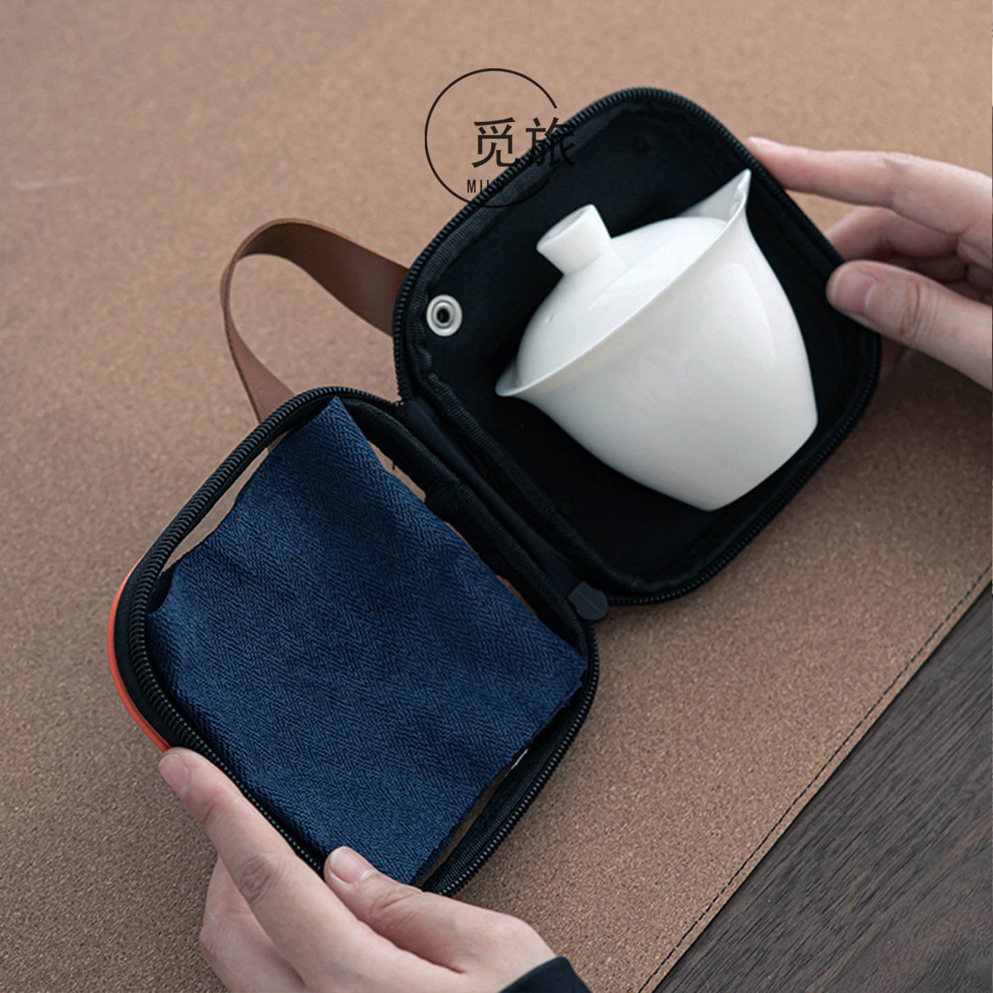 Dehua white porcelain mutton-fat jade portable tea set