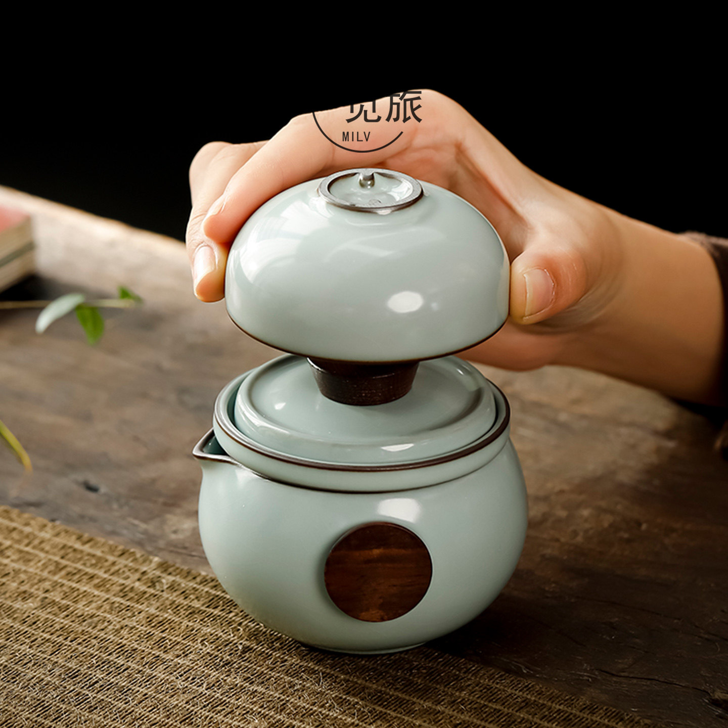 汝窑便携式旅行茶具套装快客杯户外车载随身功夫茶具陶瓷泡茶壶,淘宝优惠券,粉丝福利购,淘宝优惠卷