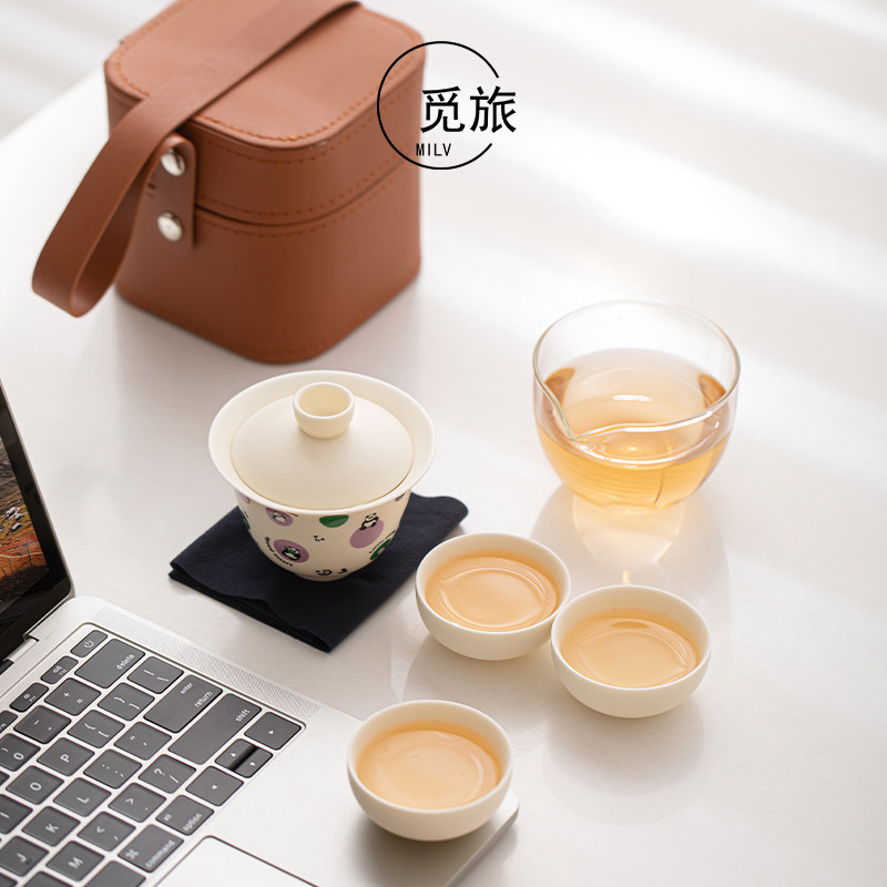 Kuai Ke Cup Mi Lv Creative Panda Tea Set