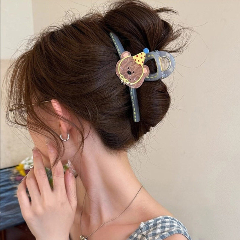 可爱手绘线条小狗抓夹2025后脑勺高级感韩国亚克力发夹大号鲨鱼夹,淘宝优惠券,粉丝福利购,淘宝优惠卷